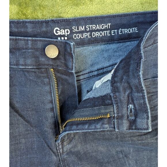 Gap 1969 Slim Straight Denim Jeans Stretch Cotton Blend 8 Dark Wash Retro Preppy - Picture 8 of 11